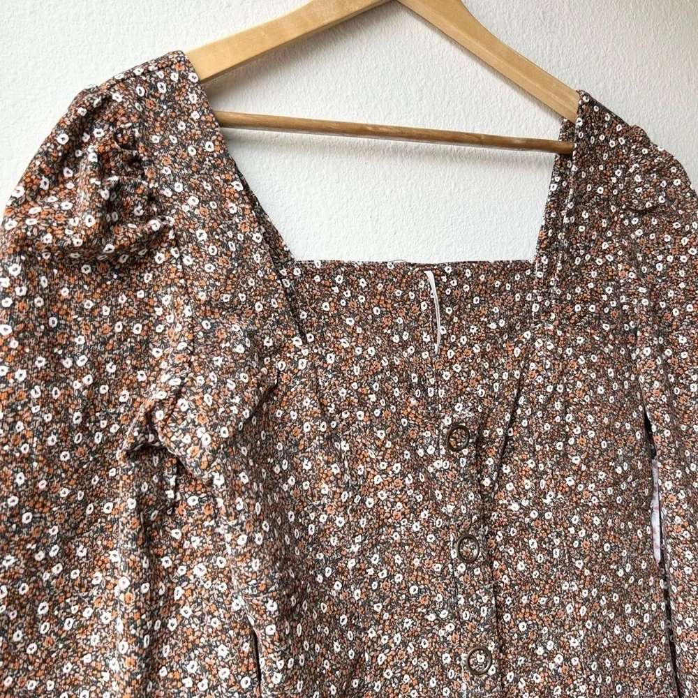 NWT Free People Call Me Cord Mini Dress Brown Black Combo Sz 4 - Picture 8 of 16